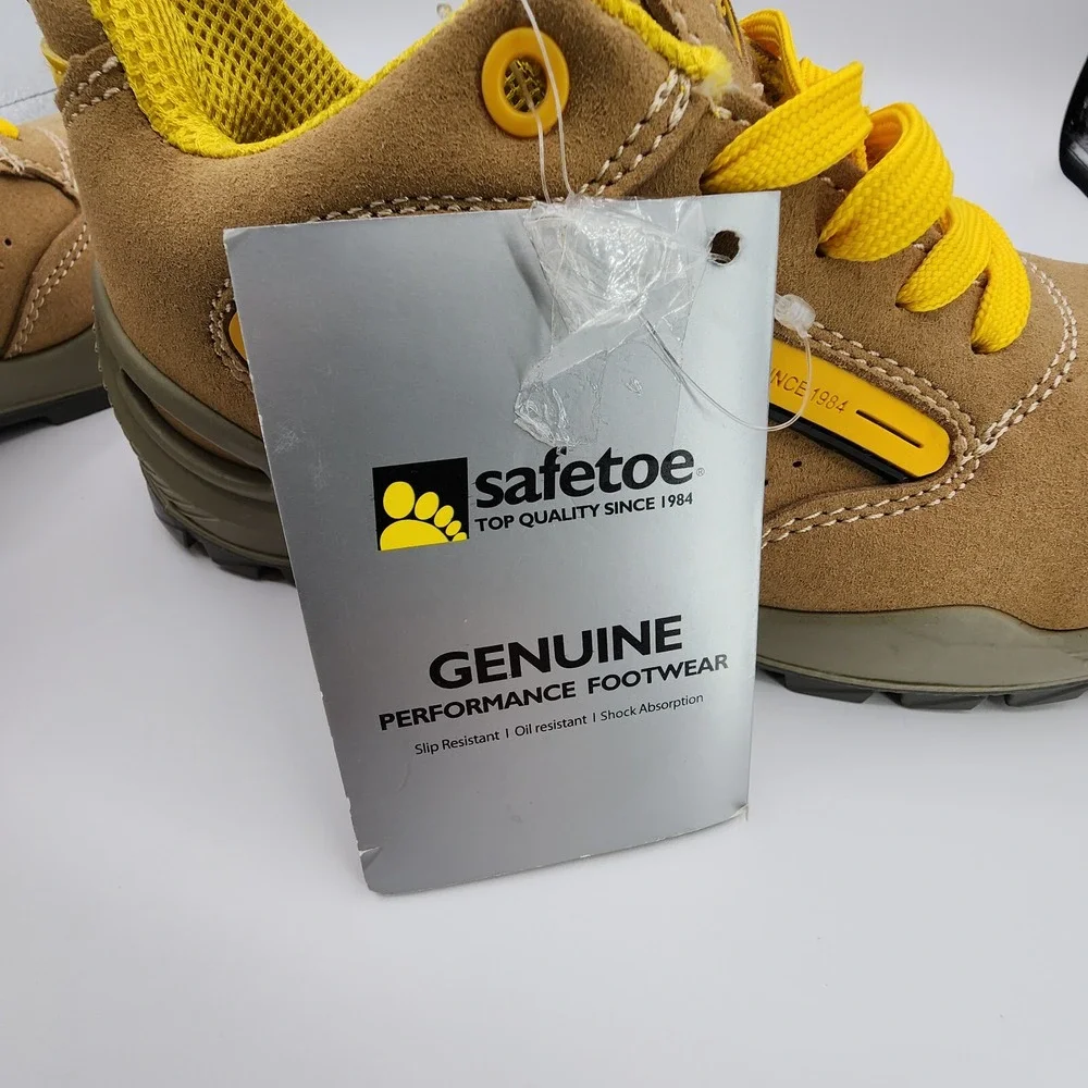 Safetoe Mens Safety Shoes Mens 6 / Womens 8 Steel Toe Work Cow Leather Suede NEW